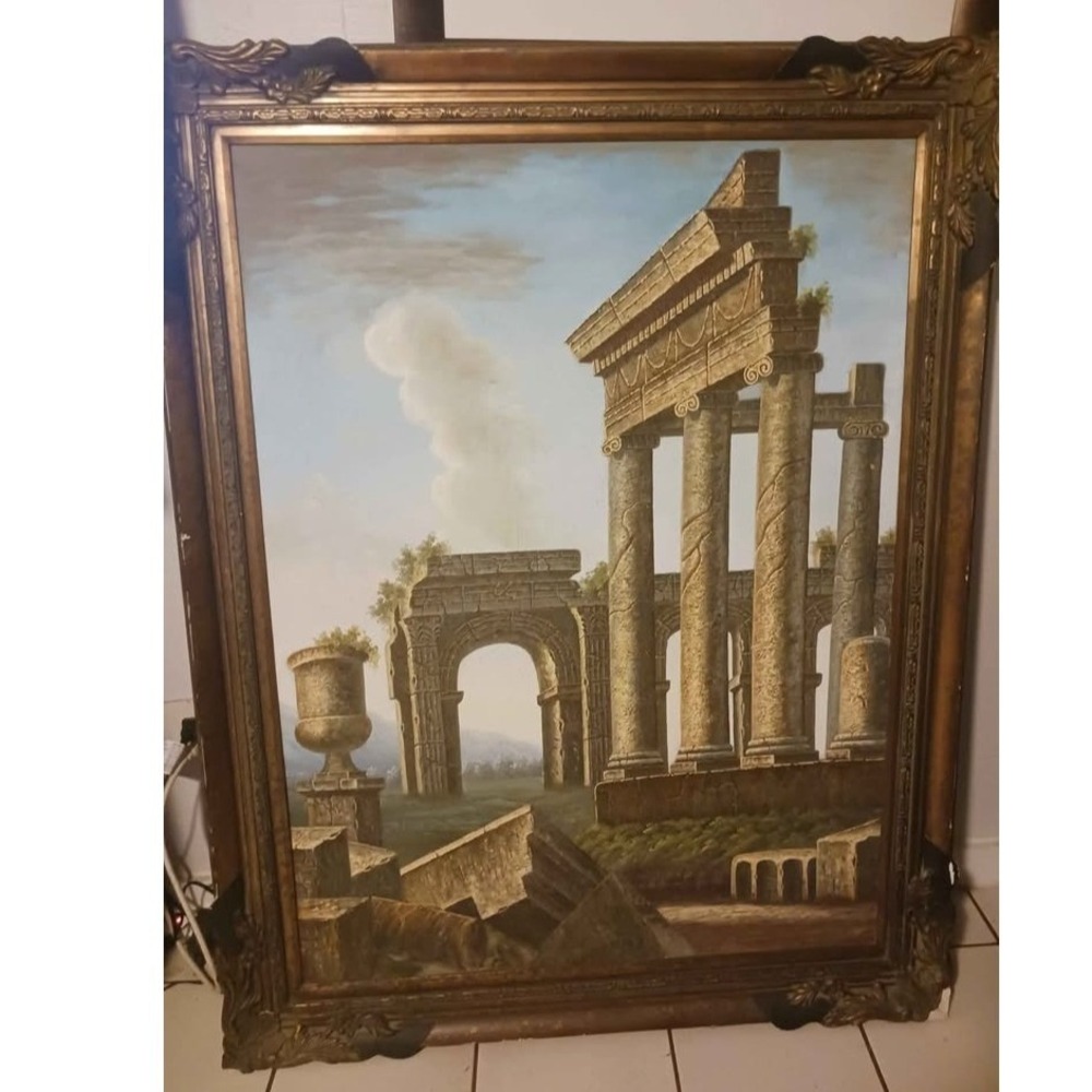 2 Antique Framed Oil Paintings Roman Ruins In the manner of Giuseppe DeSimone - Picture 2 of 8